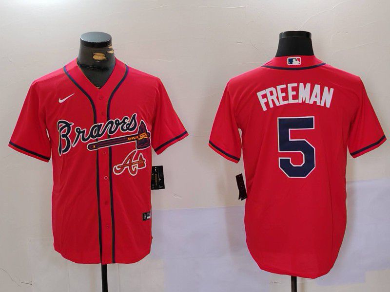 Men Atlanta Braves #5 Freeman Red Game 2024 Nike MLB Jersey style 3